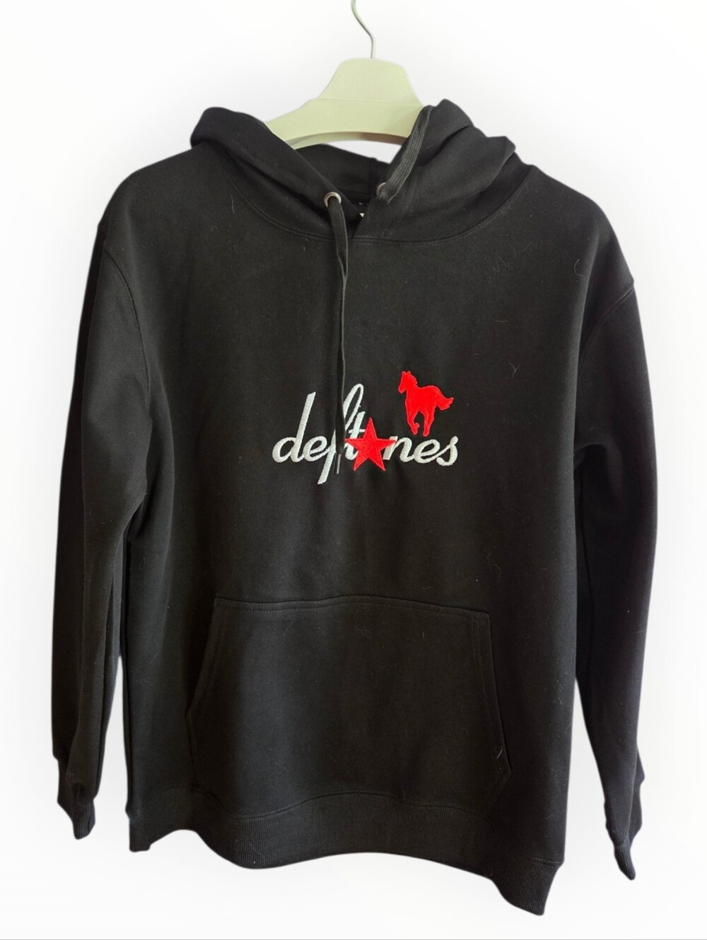 Deftones Black Pullover Hoodie with Red Star & Horse Logo